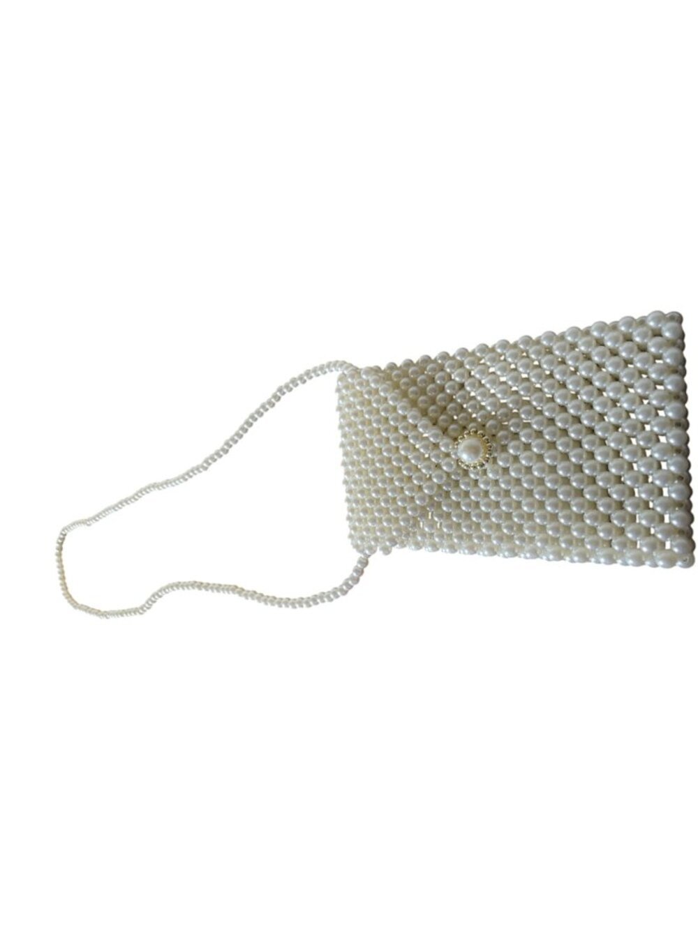 White Pearl Beaded Evening Bag Bridal Clutch & Crossbody Purse Phone Bag - Picture 3 of 10